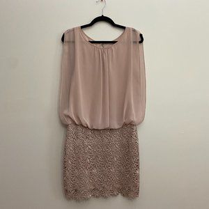 Rubber Ducky Chiffon Crochet Duo Mini Dress Dusty